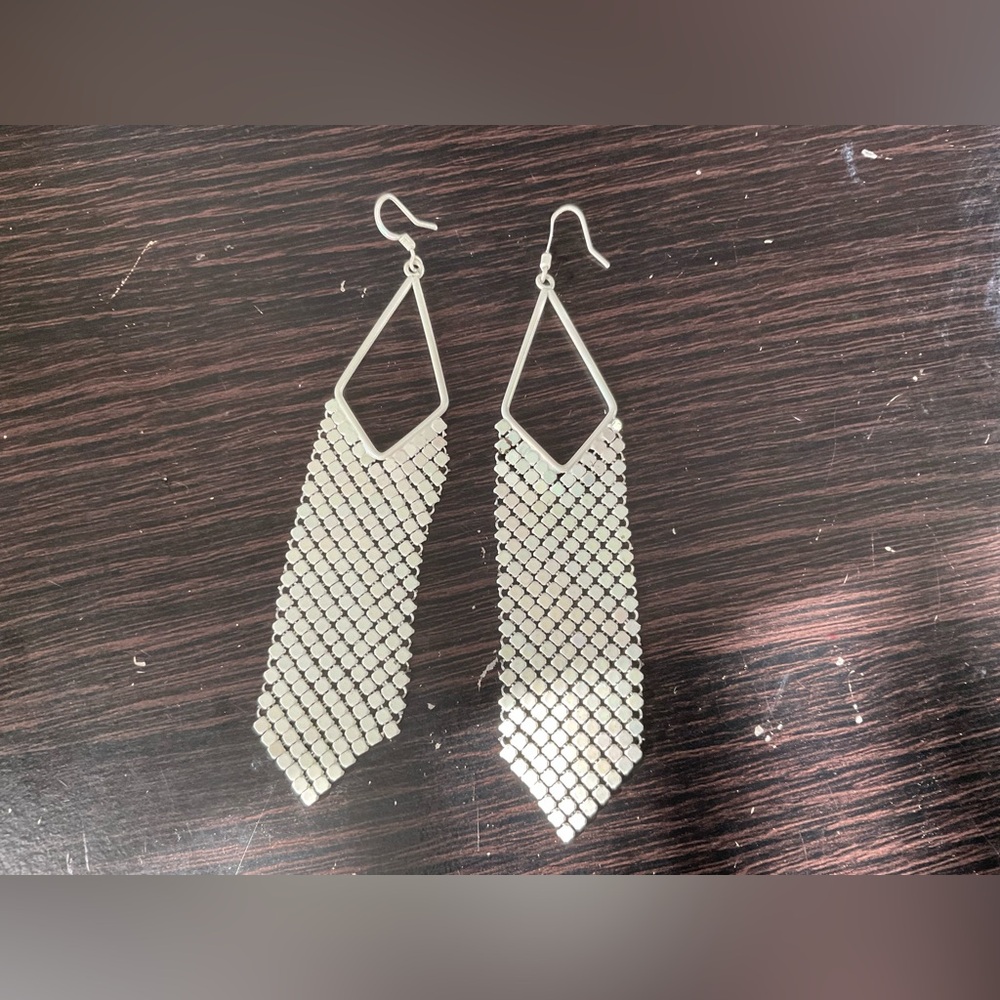 Silver Mesh Dangle Earrings - Women Jewelry